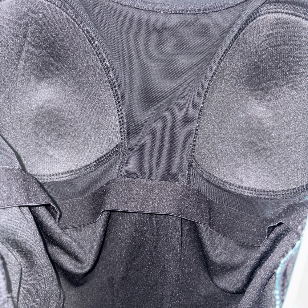 Grand Everest One Piece Swimsuit Sz L Racerback Built in Bra Black Teal Athletic - Picture 6 of 8